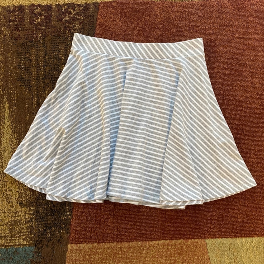 Striped Stretchy Cotton Skater Skirt